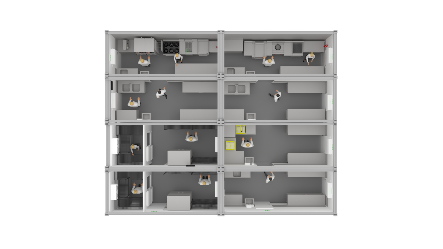Multiple modular commercial kitchens
