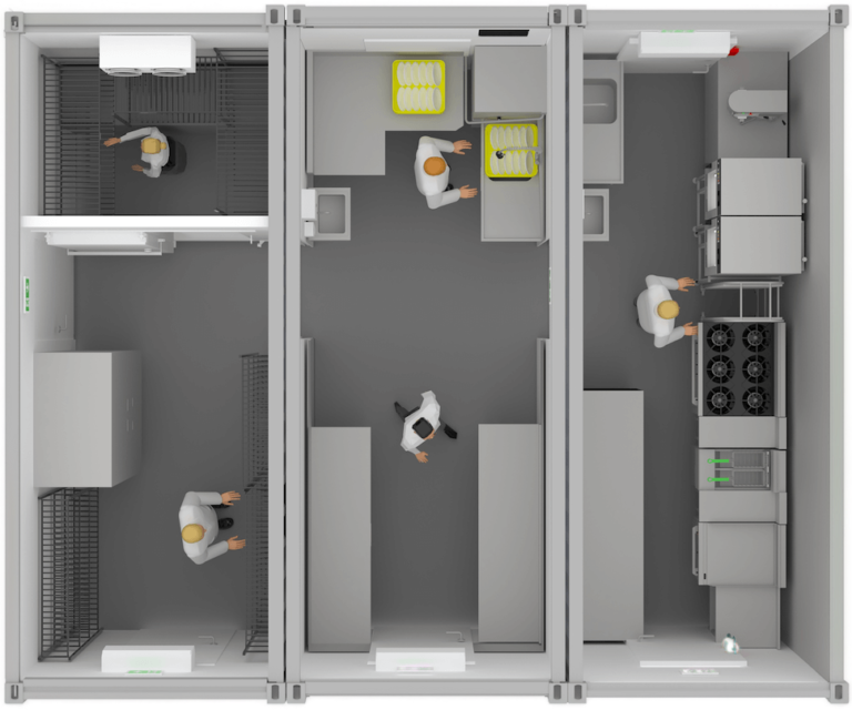 Commercial modular container kitchen aerial view